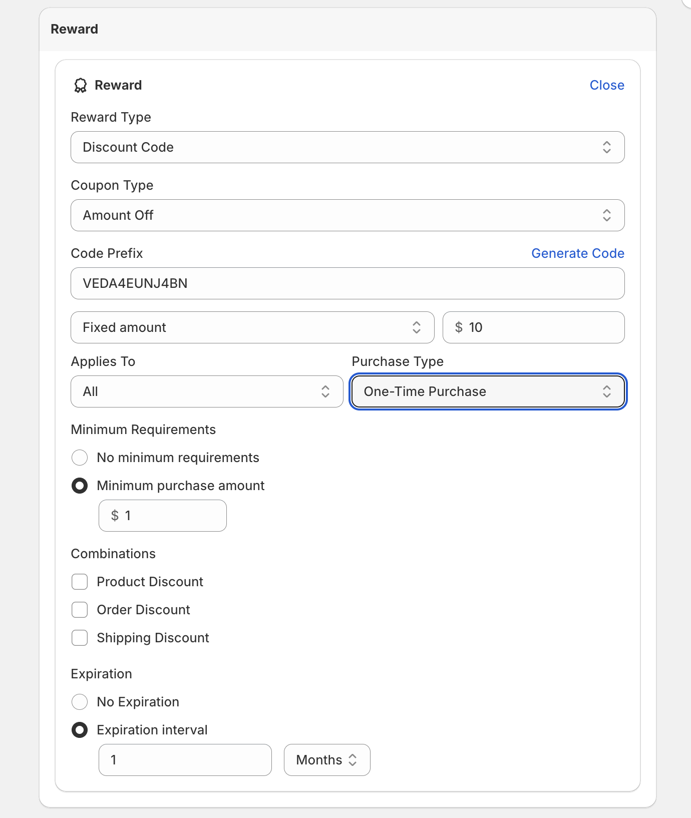 Discount Code Settings